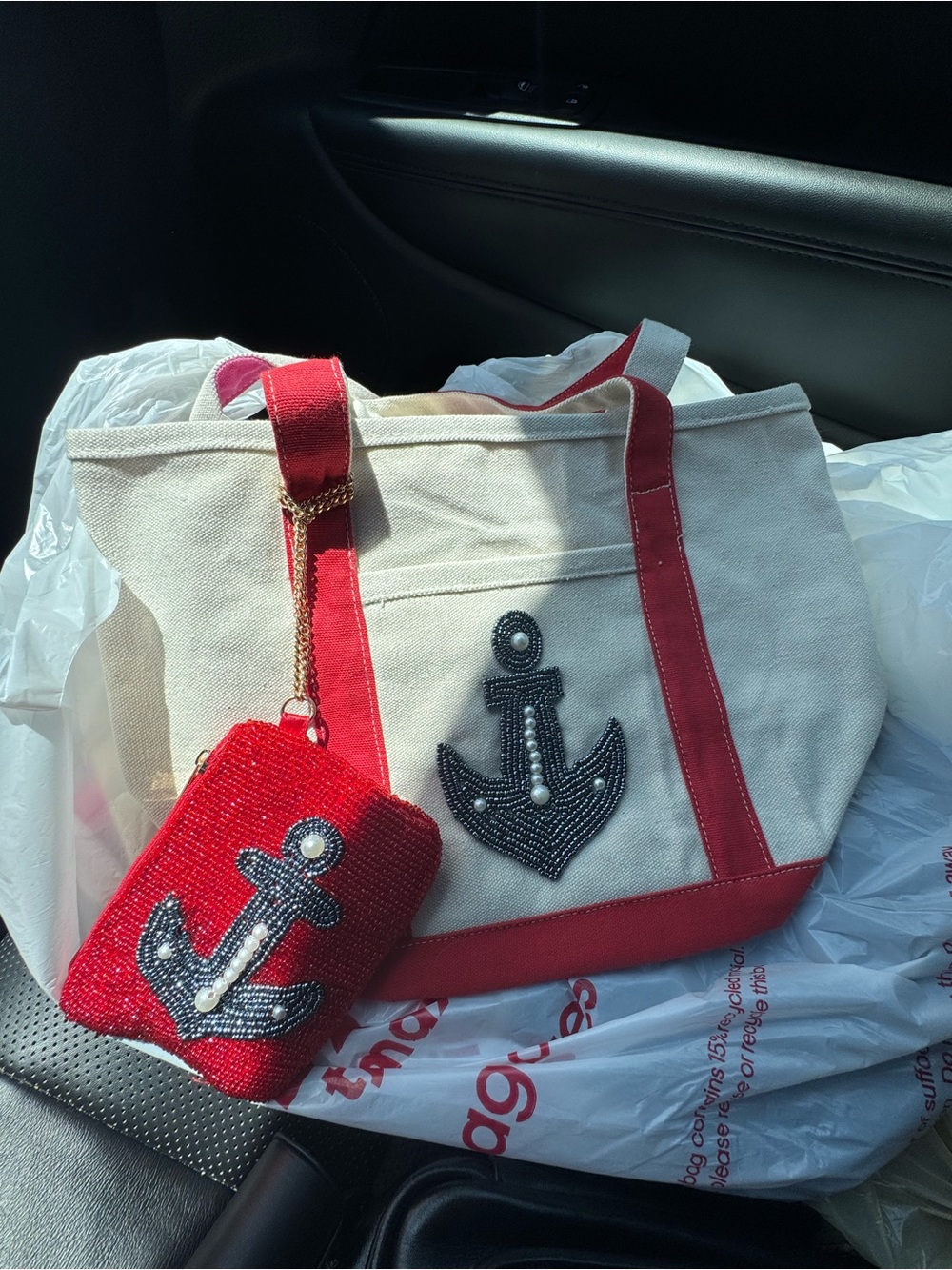 Viral beaded bag tote anchor